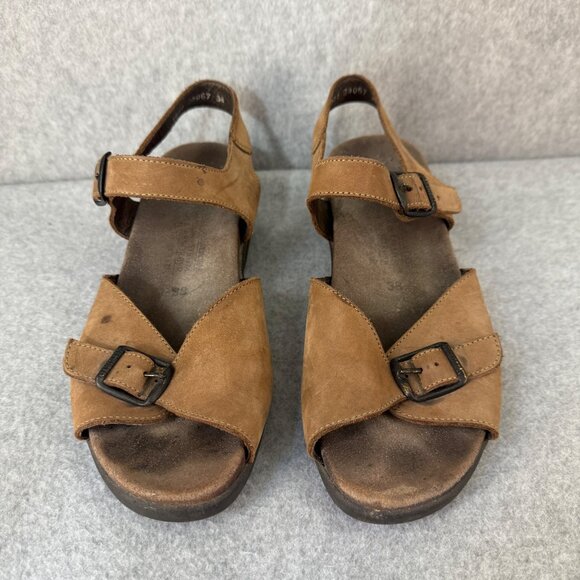 Mephisto Womens Size 38 / US 8 Brown Leather Adjustable Strap Sandals Buckles - Picture 3 of 14